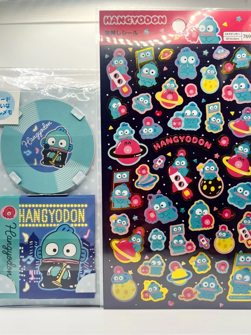 Sanrio Hangyodon Memo Set with Sanrio Hangyodon Memo Set with Sticker Sheet.
